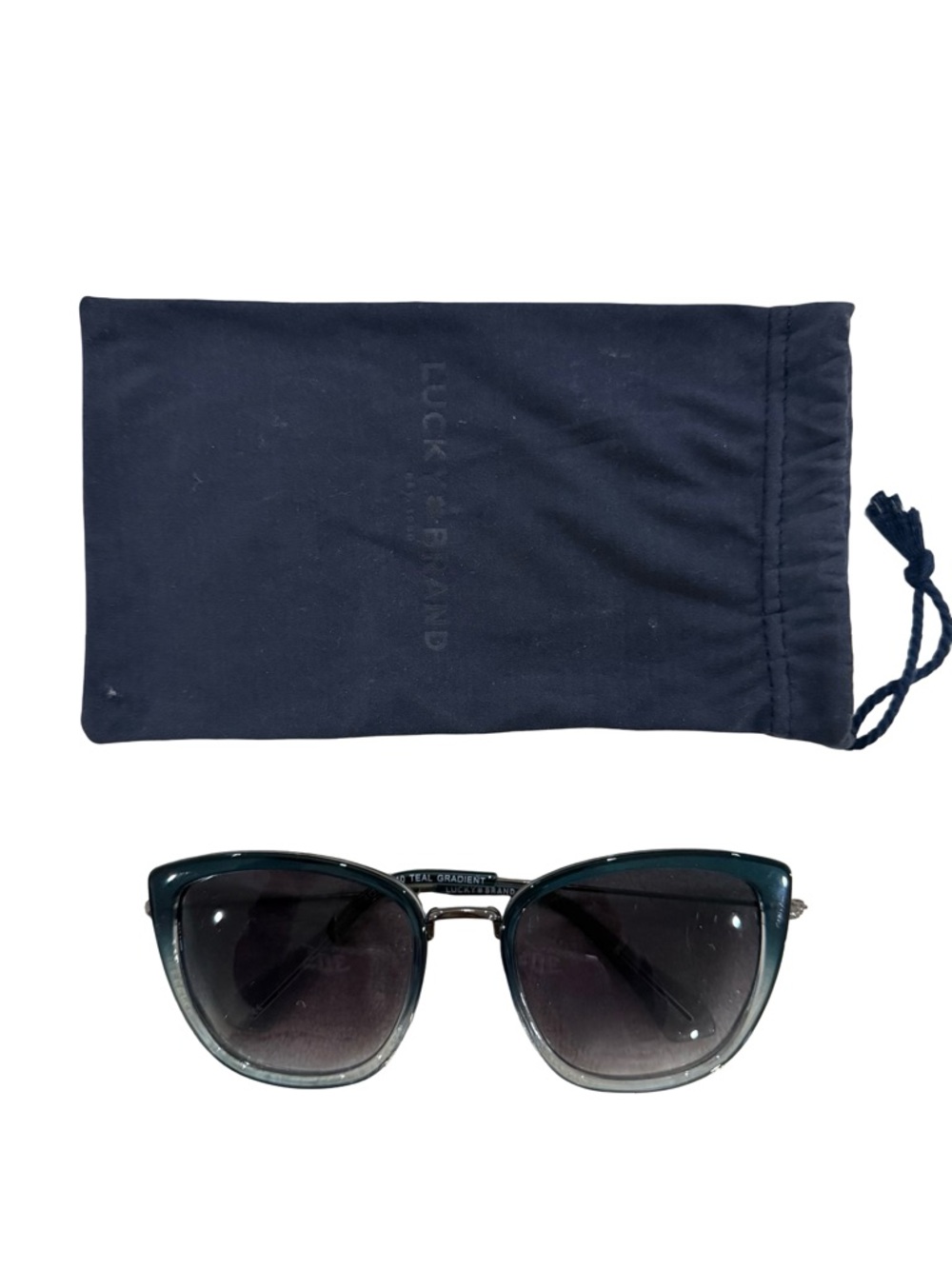 NWOT Lucky Brand Trinity Teal Gradient Cat Eye Sunglasses Women’s